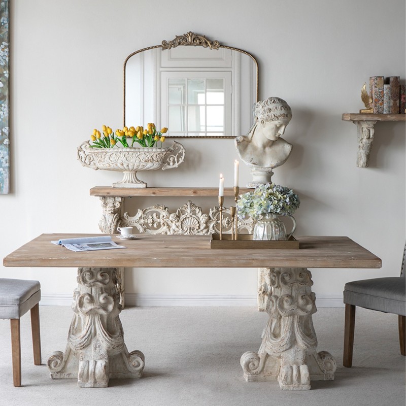 Artekko Alcott Ράφι Τοίχου από Μαγνήσιο και Ξύλο Ελάτης σε Λευκή Πατίνα με Φυσική Απόχρωση (110x29x40)cm