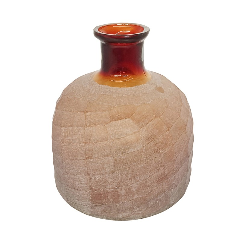 Artekko Frosted Γυάλινο Βάζο σε Πορτοκαλί Απόχρωση (18.5x18.5x20.3)cm