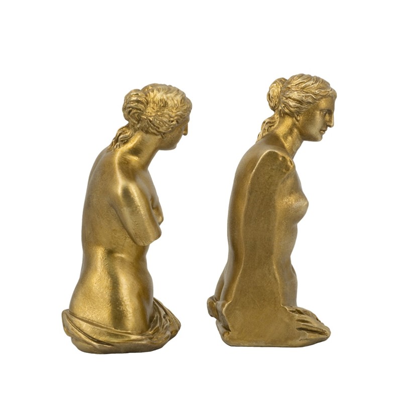 Artekko Bookends Χρυσοί Βιβλιοστάτες Ρητίνης με Γυναικεία Φιγούρα (11.5x13x26)cm 2pcs