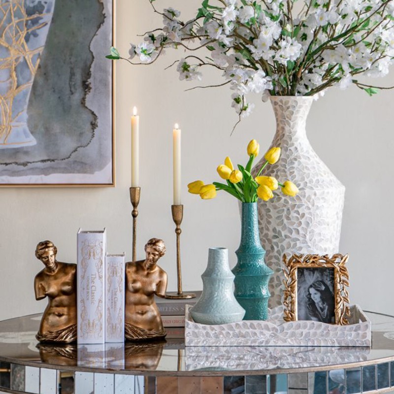 Artekko Bookends Χρυσοί Βιβλιοστάτες Ρητίνης με Γυναικεία Φιγούρα (11.5x13x26)cm 2pcs