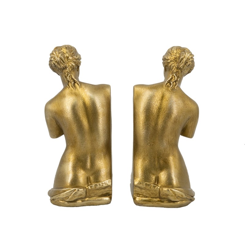 Artekko Bookends Χρυσοί Βιβλιοστάτες Ρητίνης με Γυναικεία Φιγούρα (11.5x13x26)cm 2pcs