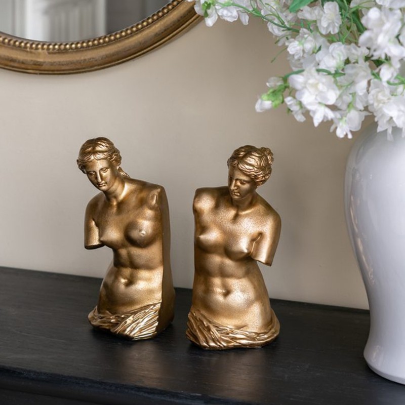 Artekko Bookends Χρυσοί Βιβλιοστάτες Ρητίνης με Γυναικεία Φιγούρα (11.5x13x26)cm 2pcs