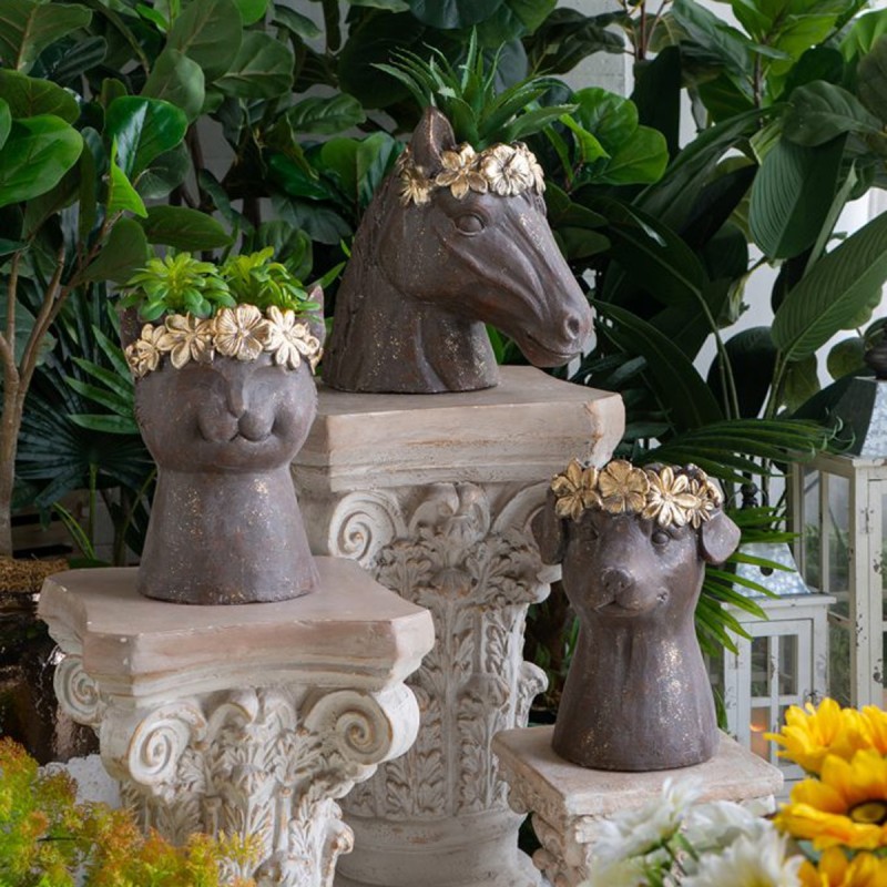 Artekko Animal Καφέ Κασπό με Κεφάλι Γάτας από Μαγνήσιο (21.5x19.5x31.5)cm