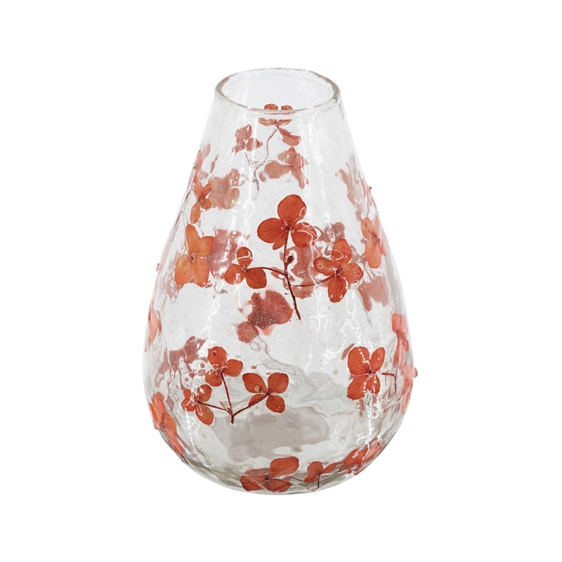 Artekko Aphelios Διάφανο Γυάλινο Βάζο με Πορτοκαλί Λουλούδια (12.5x12.5x18)cm