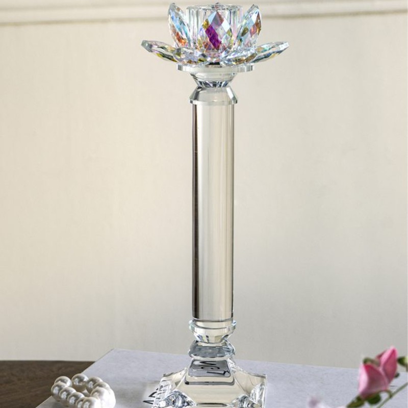 Artekko Lotus Διάφανο Γυάλινο Κηροπήγιο (10.8x10.8x23)cm