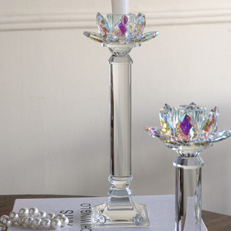 Artekko Lotus Διάφανο Γυάλινο Κηροπήγιο (10.8x10.8x23)cm