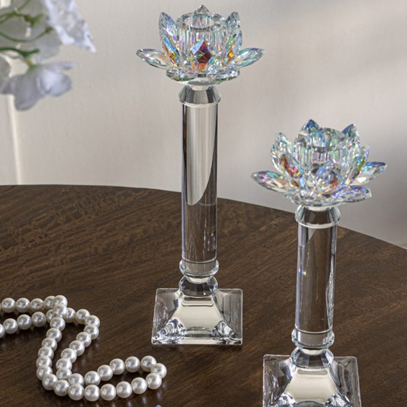 Artekko Lotus Διάφανο Γυάλινο Κηροπήγιο (10.8x10.8x23)cm