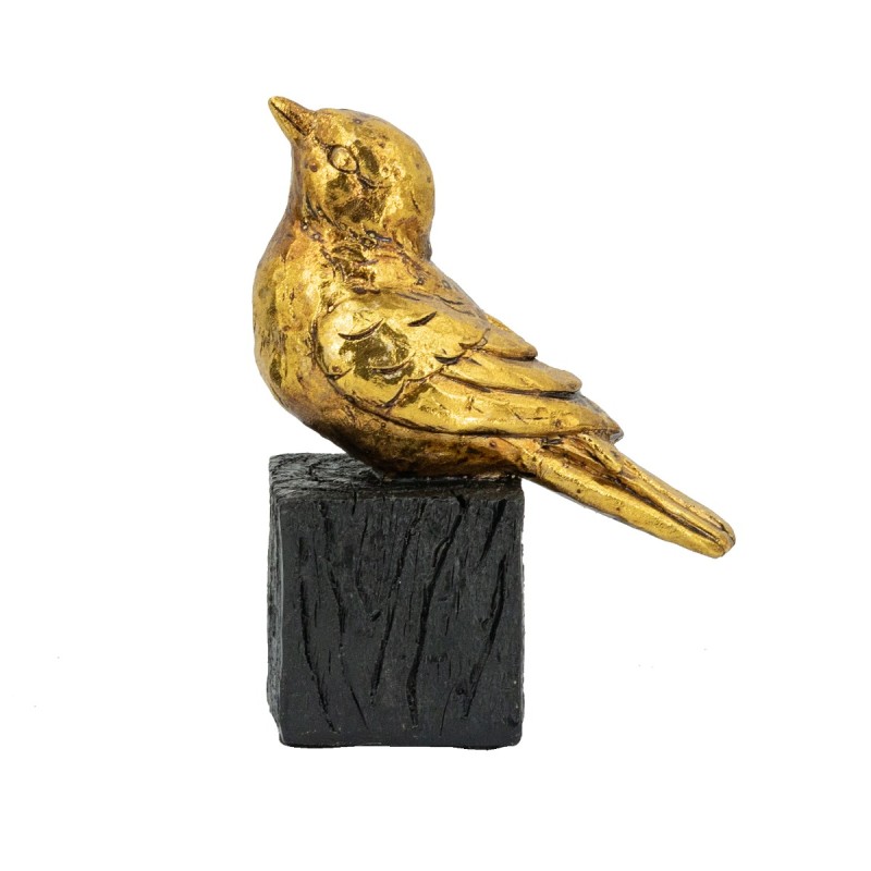 Artekko Animal Χρυσό Επιτραπέζιο Διακοσμητικό Ρητίνης με Πουλάκι (11.5x6.5x15)cm