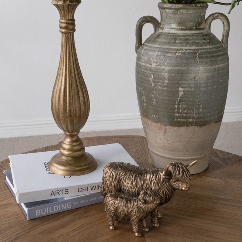 Artekko Animal Μπρονζέ Επιτραπέζιες Διακοσμητικές Αγελάδες από Ρητίνη (19x10.8x13.8)cm