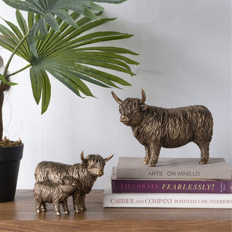 Artekko Animal Μπρονζέ Επιτραπέζιες Διακοσμητικές Αγελάδες από Ρητίνη (19x10.8x13.8)cm