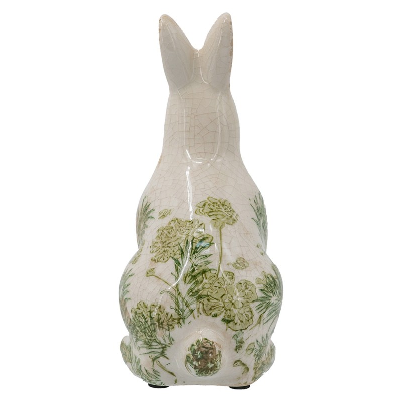 Artekko Aging Μπεζ Κεραμικός Διακοσμητικό Λαγός  με Πράσινες Λεπτομέρειες (13x10x20.5)cm