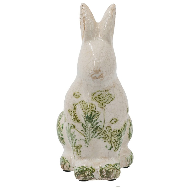 Artekko Aging Μπεζ Κεραμικός Διακοσμητικό Λαγός  με Πράσινες Λεπτομέρειες (13x10x20.5)cm