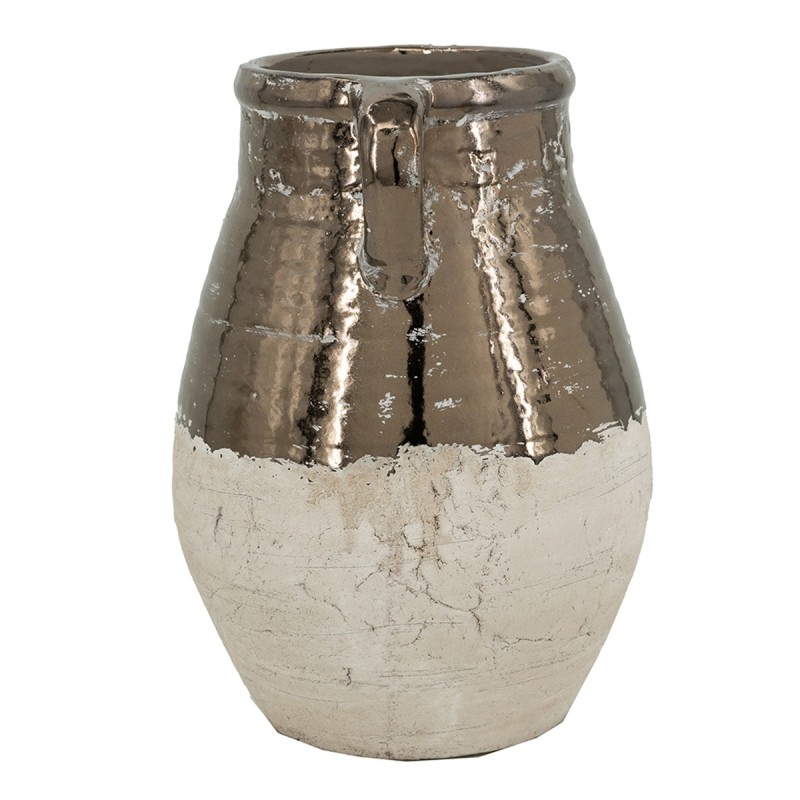 Artekko Candia Βάζο από Τερακότα σε Μπρονζέ με Μπεζ (24.5x24.5x33)cm