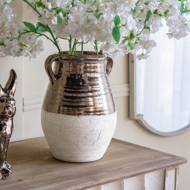 Artekko Candia Βάζο από Τερακότα σε Μπρονζέ με Μπεζ (24.5x24.5x33)cm