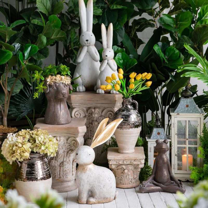 Artekko Candia Βάζο από Τερακότα σε Μπρονζέ με Μπεζ (24.5x24.5x33)cm