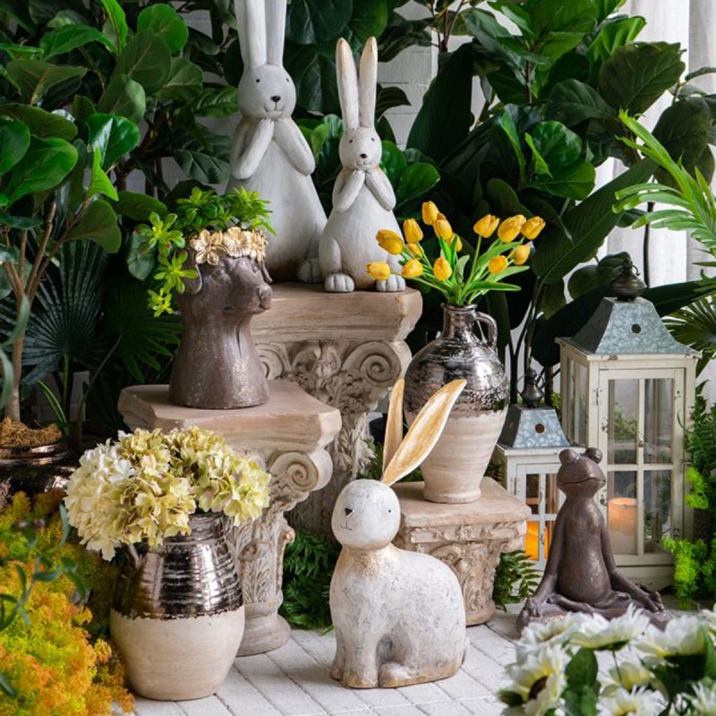 Artekko Candia Βάζο από Τερακότα σε Μπρονζέ με Μπεζ (24.5x24.5x33)cm