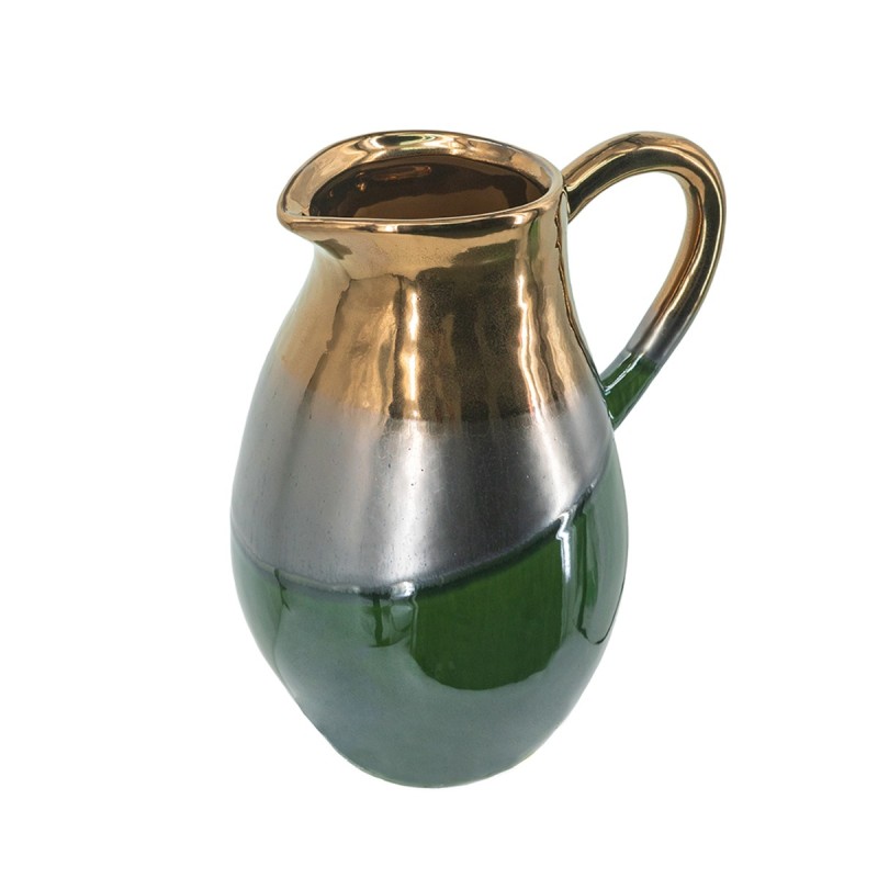 Artekko Electric Κεραμικό Βάζο Κανάτα σε Πράσινο με Μπρονζέ (20.5x16x25)cm