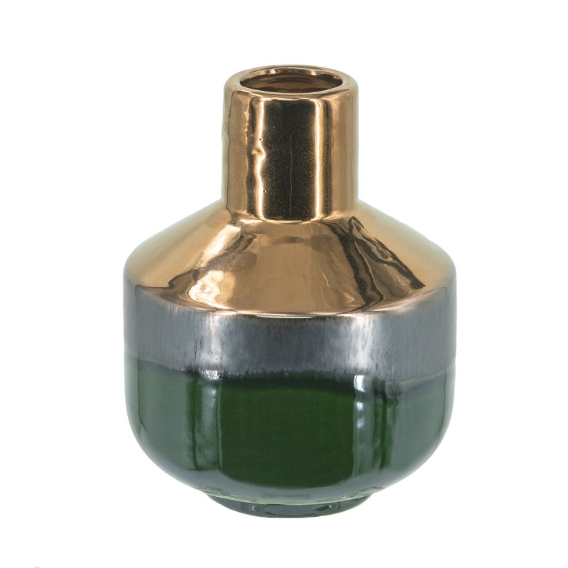 Artekko Electric Κεραμικό Βάζο σε Πράσινο με Μπρονζέ (15.5x15.5x20)cm