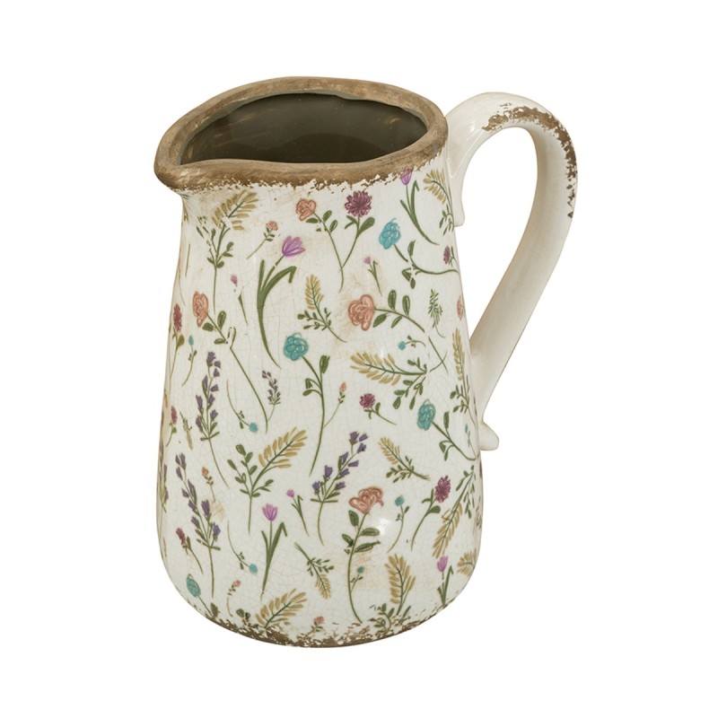 Artekko Aging Λευκό Κεραμικό Βάζο Κανάτα με Λουλούδια (20.5x14.5x23)cm