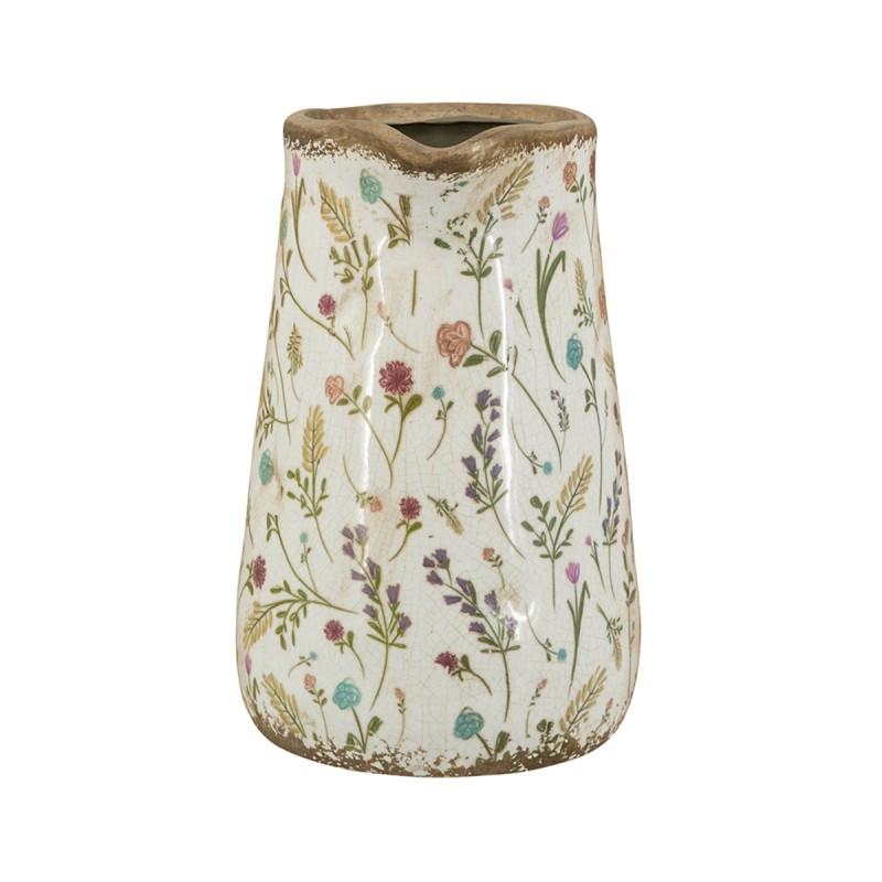 Artekko Aging Λευκό Κεραμικό Βάζο Κανάτα με Λουλούδια (20.5x14.5x23)cm