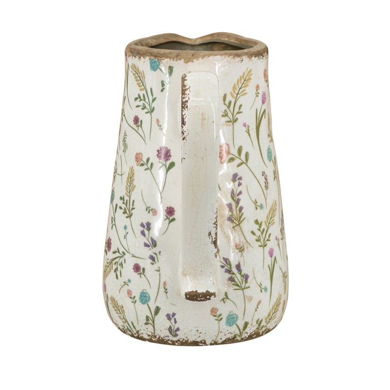 Artekko Aging Λευκό Κεραμικό Βάζο Κανάτα με Λουλούδια (20.5x14.5x23)cm