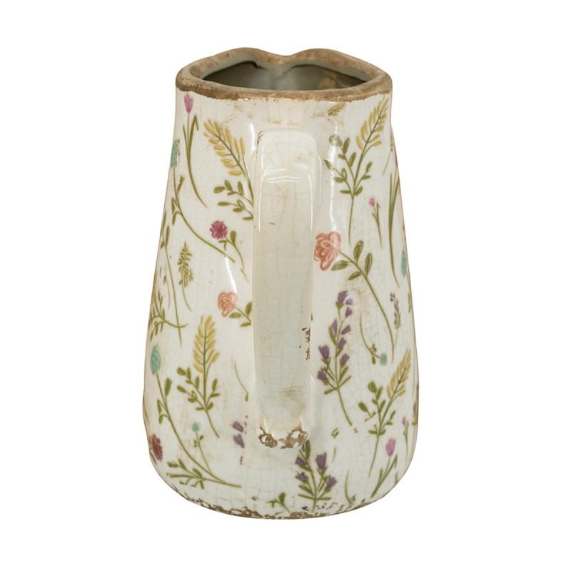 Artekko Aging Λευκό Κεραμικό Βάζο Κανάτα με Λουλούδια (16x11.5x18)cm