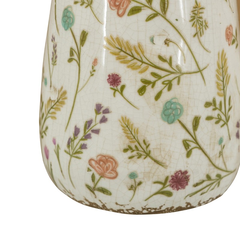 Artekko Aging Λευκό Κεραμικό Βάζο Κανάτα με Λουλούδια (16x11.5x18)cm