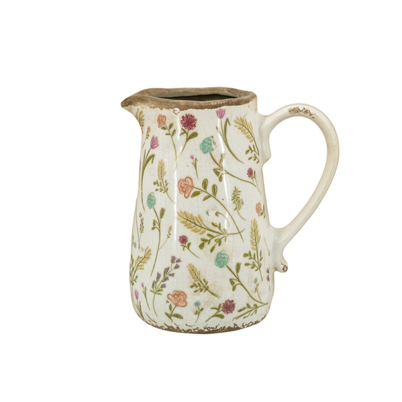 Artekko Aging Λευκό Κεραμικό Βάζο Κανάτα με Λουλούδια (16x11.5x18)cm