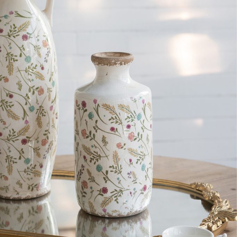 Artekko Aging Λευκό Κεραμικό Βάζο με Λουλούδια (13.5x13.5x27)cm