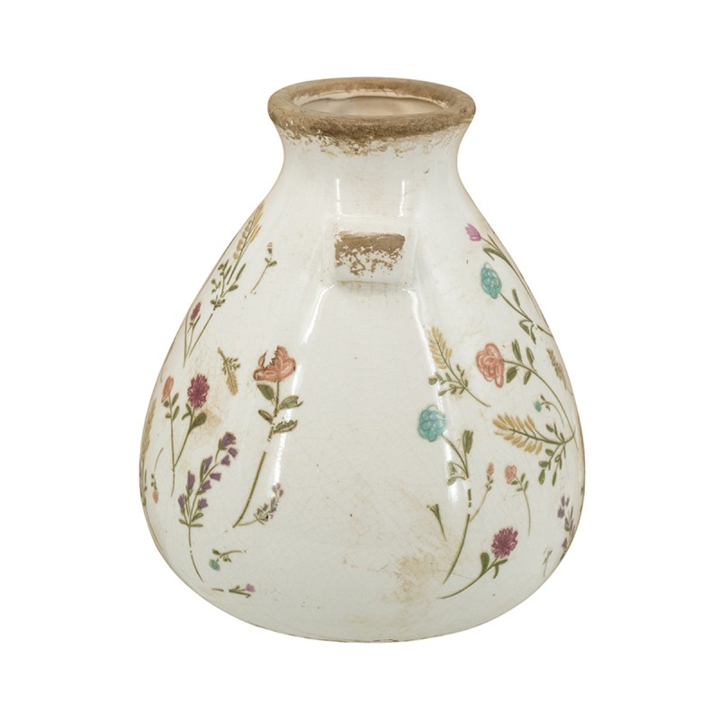 Artekko Aging Λευκό Κεραμικό Βάζο με Λουλούδια (17x17x19.5)cm