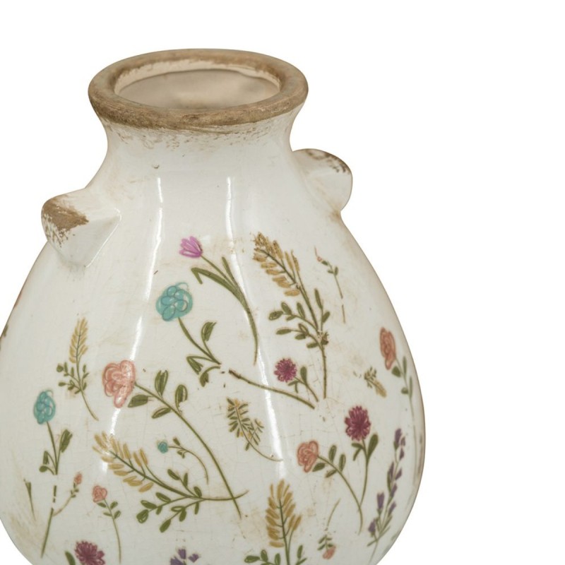 Artekko Aging Λευκό Κεραμικό Βάζο με Λουλούδια (17x17x19.5)cm