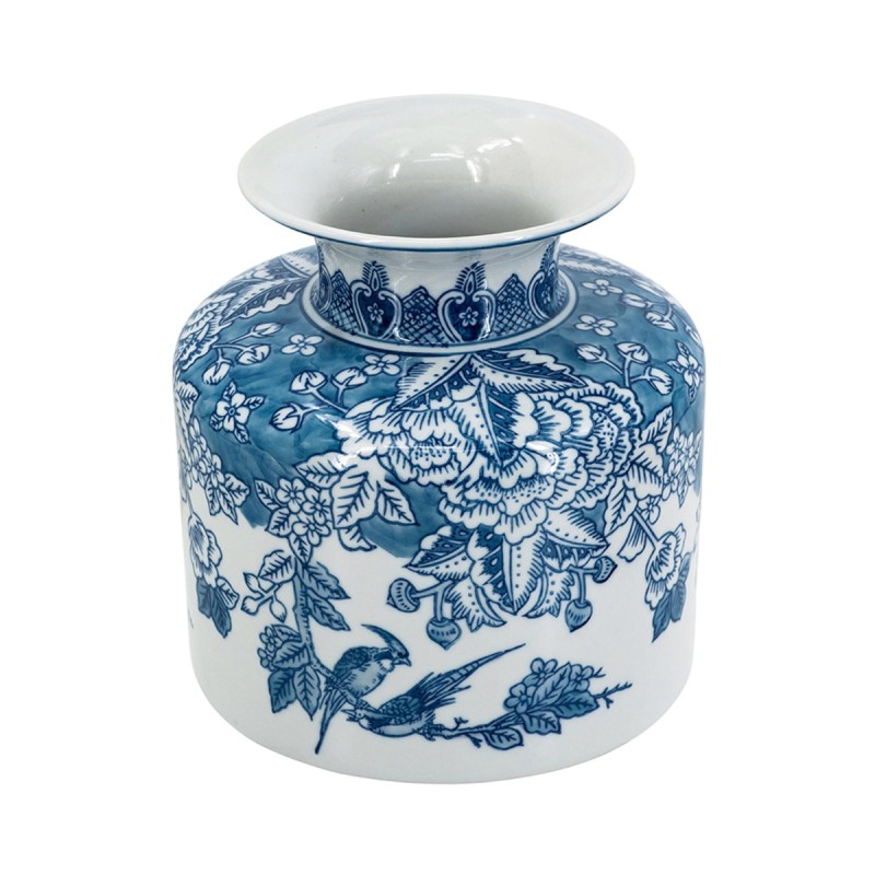 Artekko Melania Διακοσμητικό Βάζο Πορσελάνης σε Άσπρο με Μπλε (20x20x21)cm