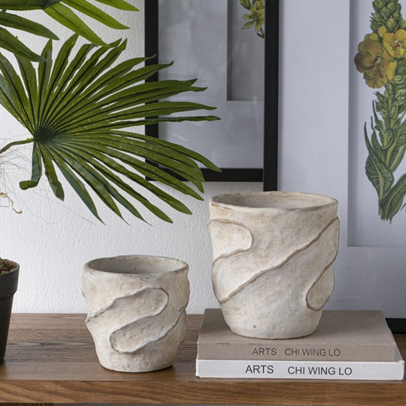 Artekko Cement Μπεζ Τσιμεντένια Κασπώ (18x18x18)cm 2pcs