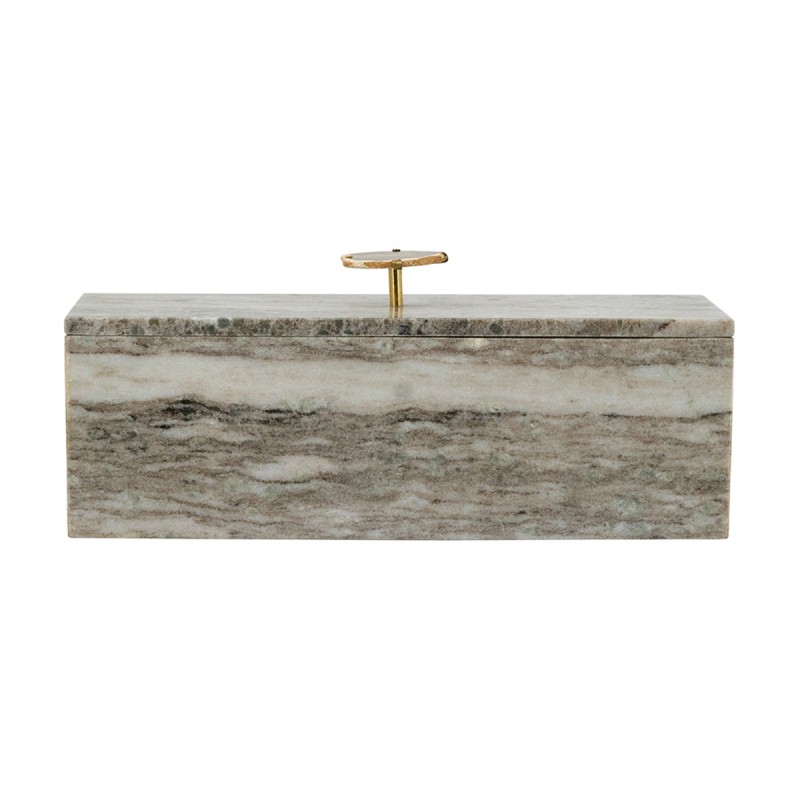 Artekko Marble Γκρι Μαρμάρινο Διακοσμητικό Κουτί Κοσμηματοθήκη με Αχάτη (38x12.5x16)cm