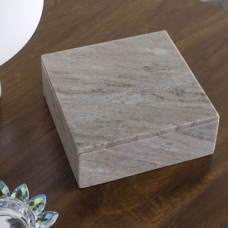 Artekko Marble Γκρι Μαρμάρινο Διακοσμητικό Κουτί Κοσμηματοθήκη (20x20x7.8)cm