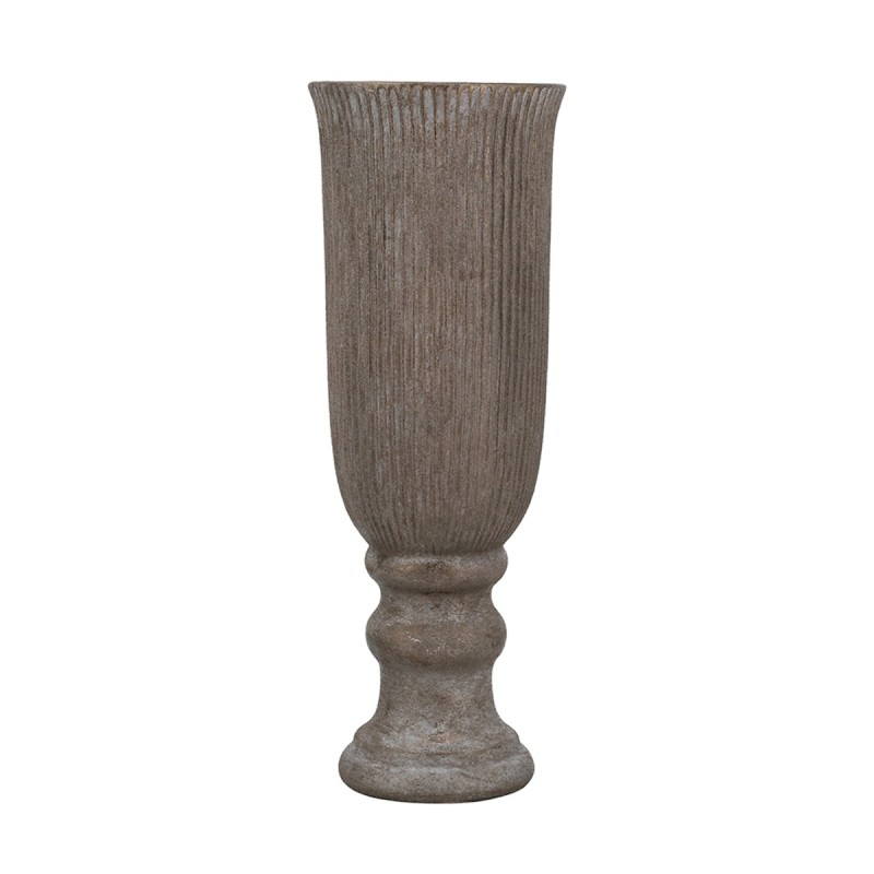 Artekko Candia Καφέ Βάζο από Τερακότα με Μπρονζέ Φινίρισμα (15.5x15.5x41.5)cm