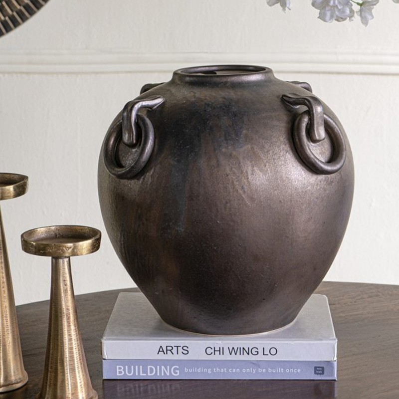 Artekko Candia Μπρονζέ Κεραμικό Βάζο (29x29x31)cm