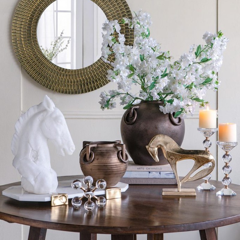 Artekko Candia Μπρονζέ Κεραμικό Βάζο (29x29x31)cm