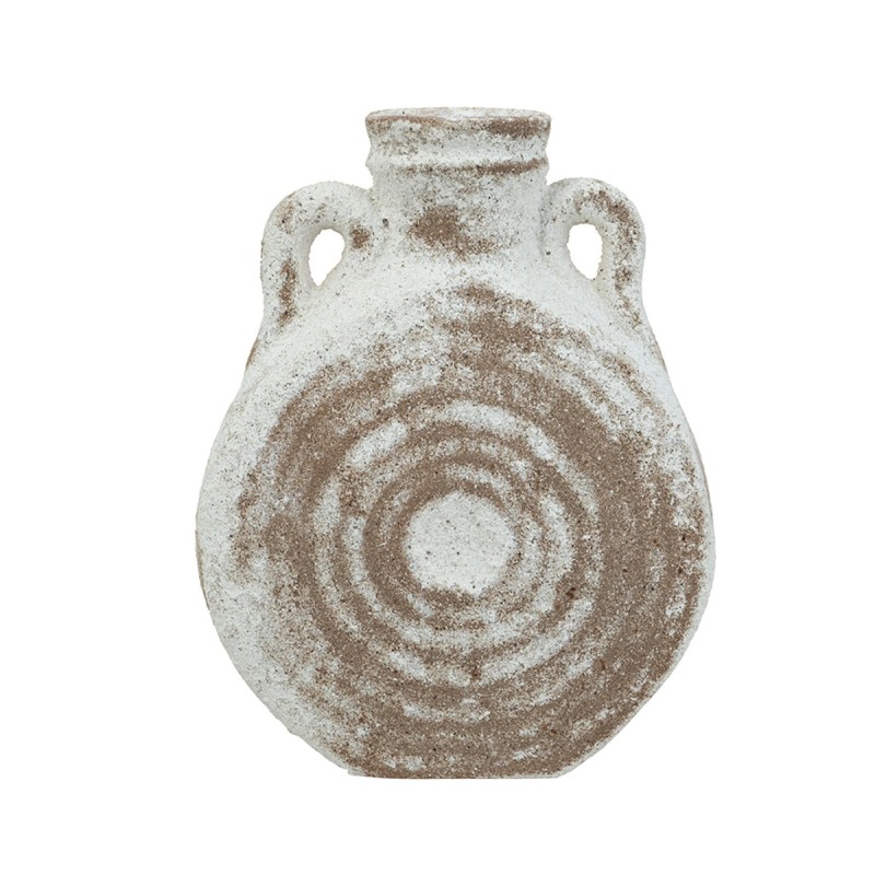 Artekko Antique Λευκό Κεραμικό Βάζο με Καφέ Λεπτομέρειες (15.5x7x19.5)cm