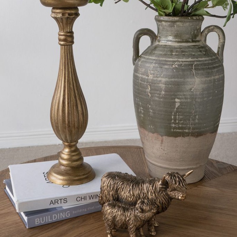 Artekko Antique Βάζο από Τερακότα σε Πράσινη με Μπεζ Αποχρώση (22x22x40)cm