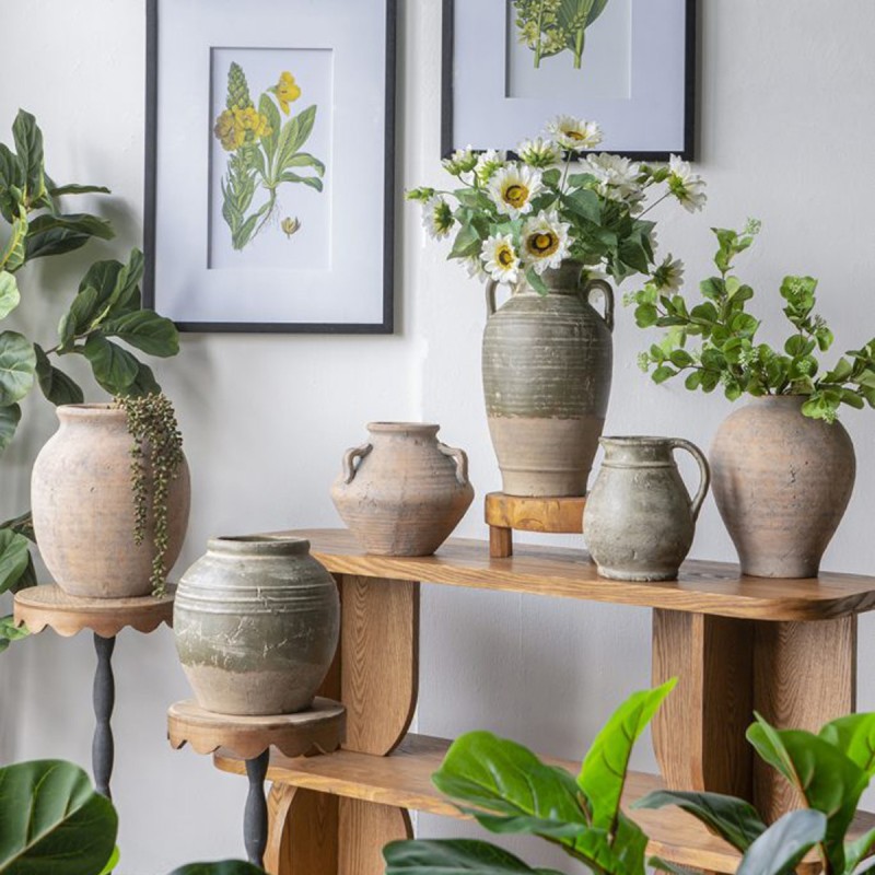 Artekko Antique Βάζο από Τερακότα σε Πράσινη με Μπεζ Αποχρώση (22x22x40)cm