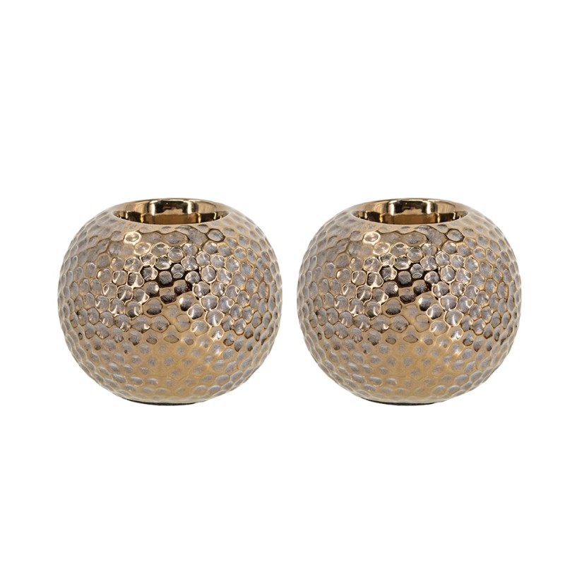 Artekko Lidded Μπρονζέ Κεραμικά Κηροπήγια (11x11x9)cm 2pcs