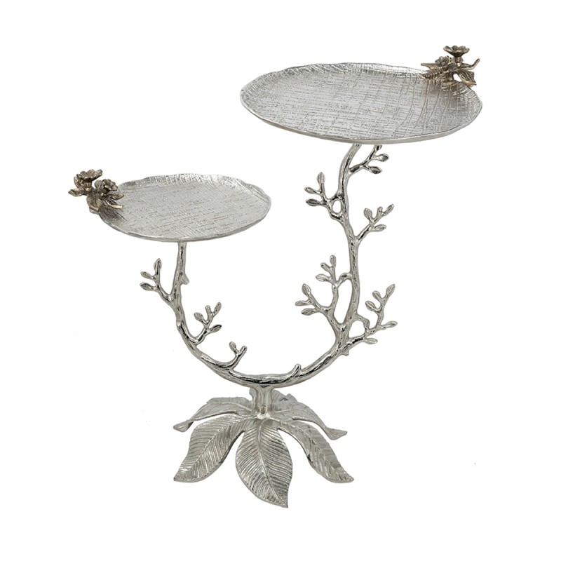 Artekko Branch Ασημί Μεταλλικό Βοηθητικό Τραπέζι (66x40.6x76.2)cm