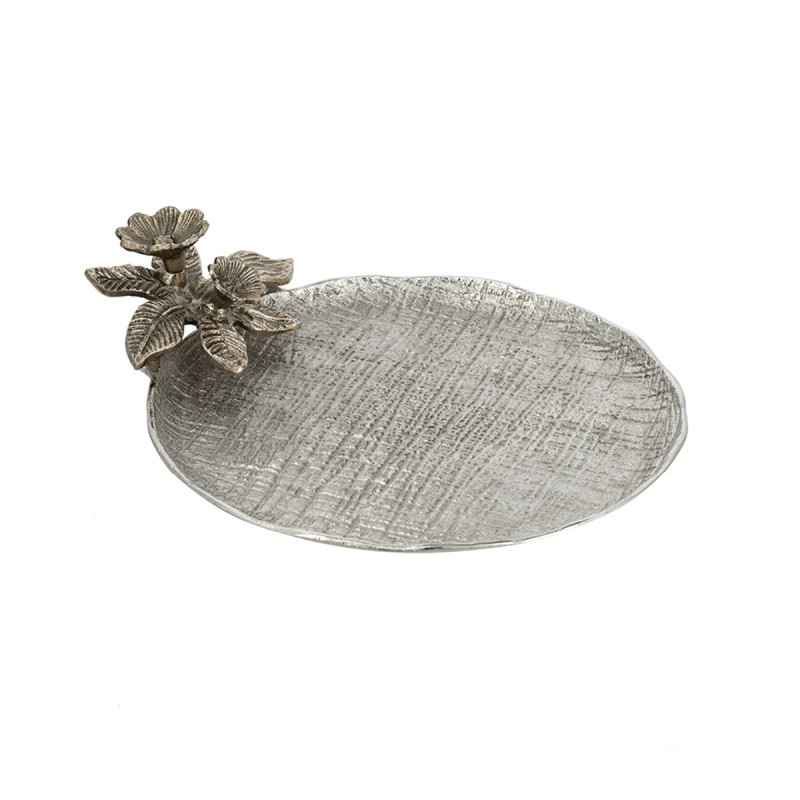 Artekko Branch Ασημί Μεταλλικός Δίσκος (30.5x25.4x7)cm