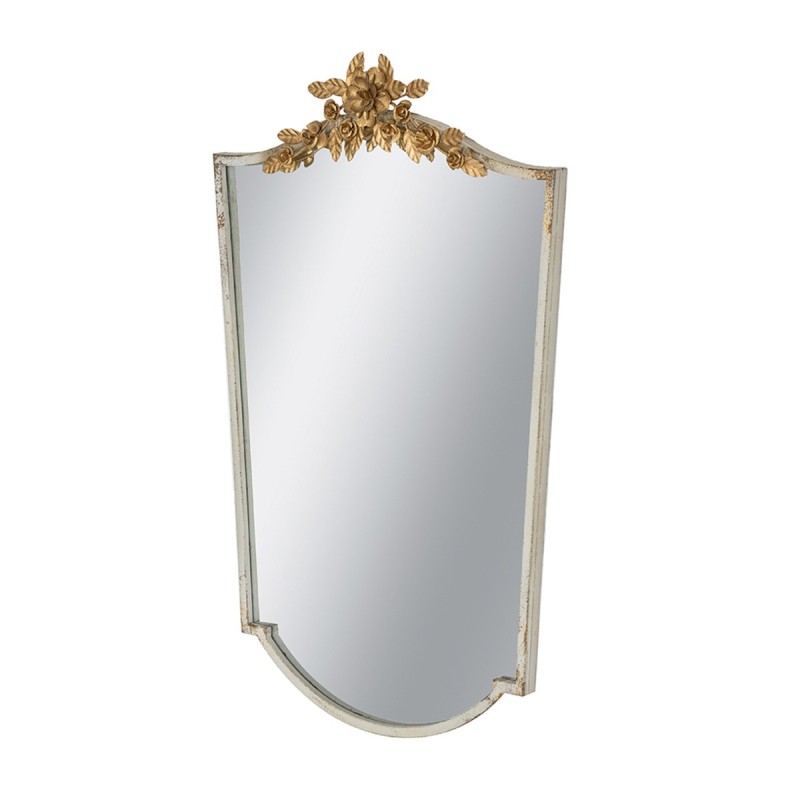 Artekko Alcott Μεταλλικός Καθρέπτης Τοίχου σε Λευκή Πατίνα με Χρυσές Λεπτομέρειες (61x4x95)cm