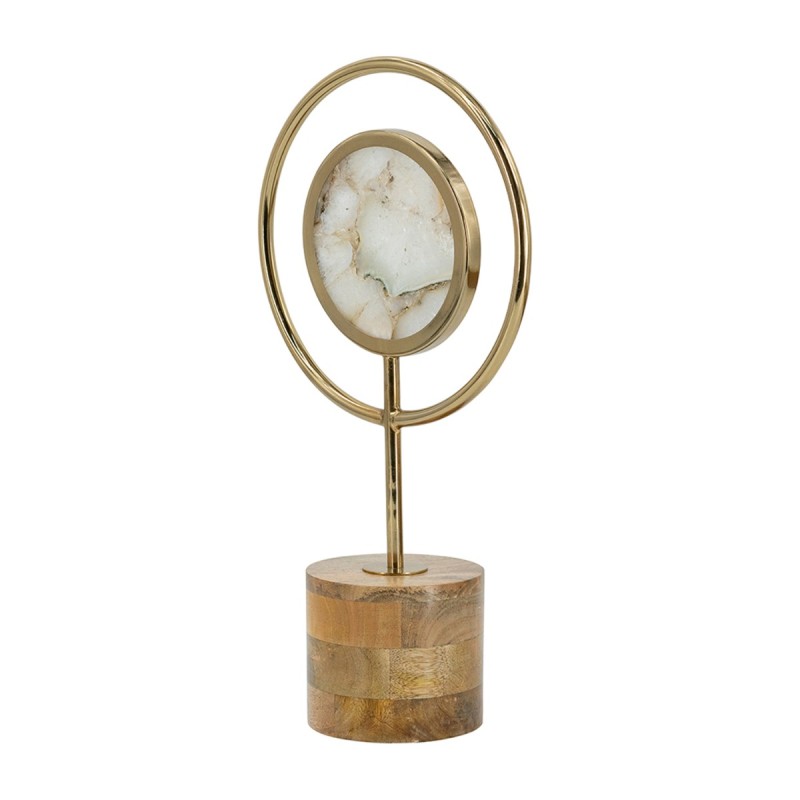 Artekko Agate Χρυσό Μεταλλικό Διακοσμητικο με Αχάτη σε Ξύλινη Βάση (20x10x38)cm