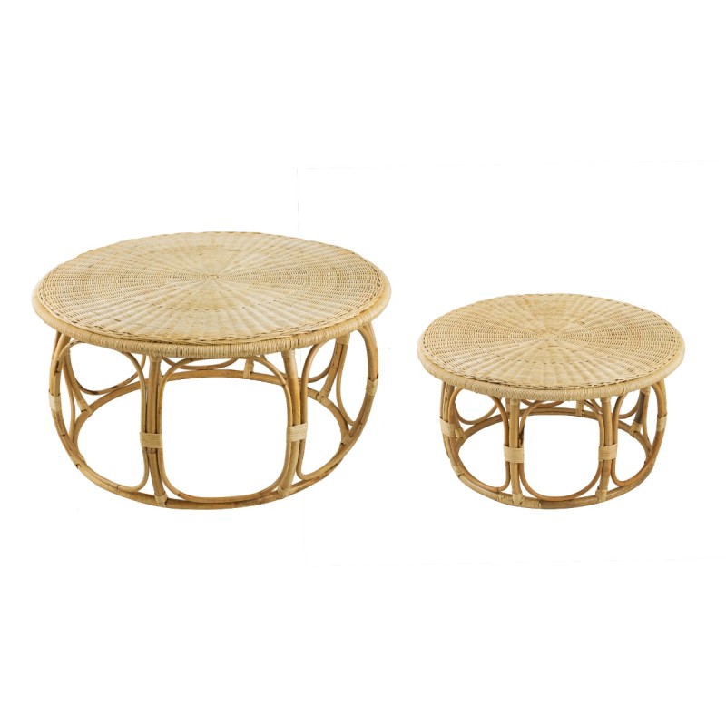 Artekko Rattan Τραπέζι Σαλονιού από Ρατάν σε Φυσική Απόχρωση (101.6x101.6x50.8)cm Σετ/2