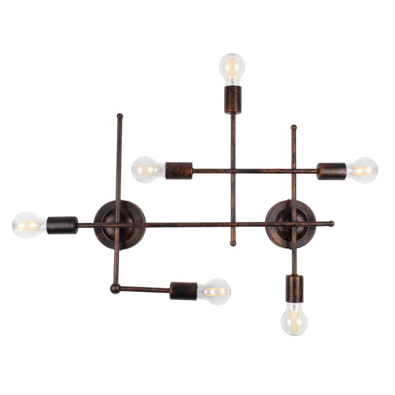GloboStar® PIPING 00665 Vintage Industrial Επιτοίχιο Φωτιστικό Πολύφωτο Χάλκινο Μεταλλικό Πλέγμα Μ66 x Π9.5 x Υ49cm