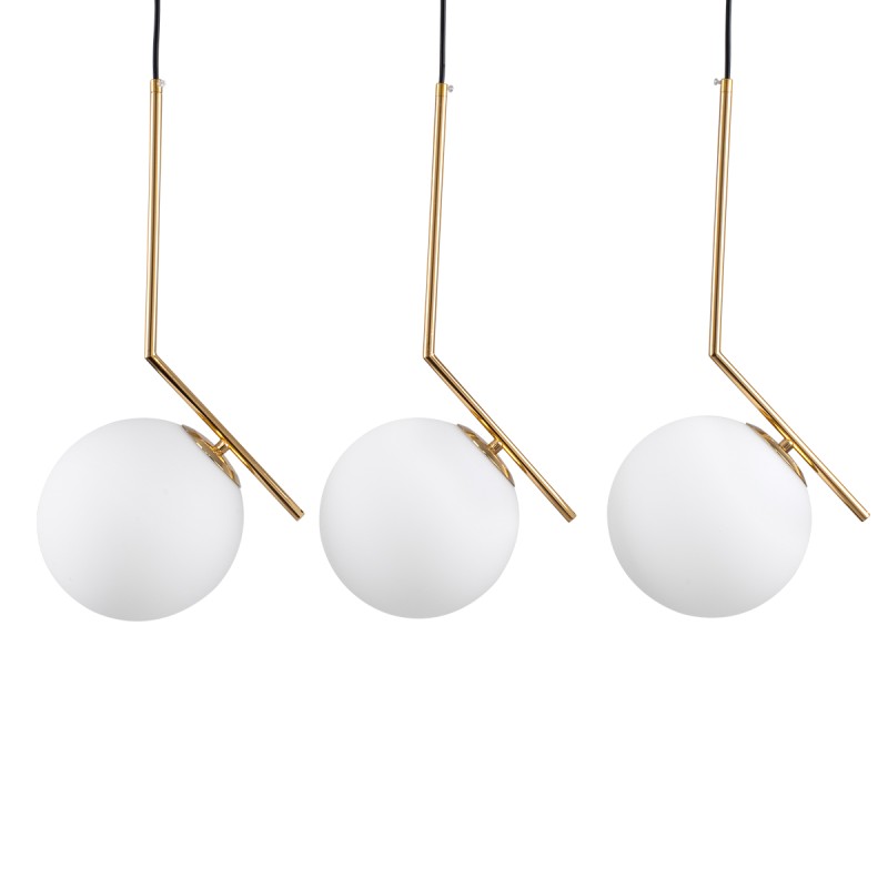 GloboStar® MONROE 00955 Μοντέρνο Κρεμαστό Φωτιστικό Οροφής Τρίφωτο 3 x E27 Χρυσό - Λευκό Μεταλλικό Μπάλα Μ74 x Π25 x Υ50cm