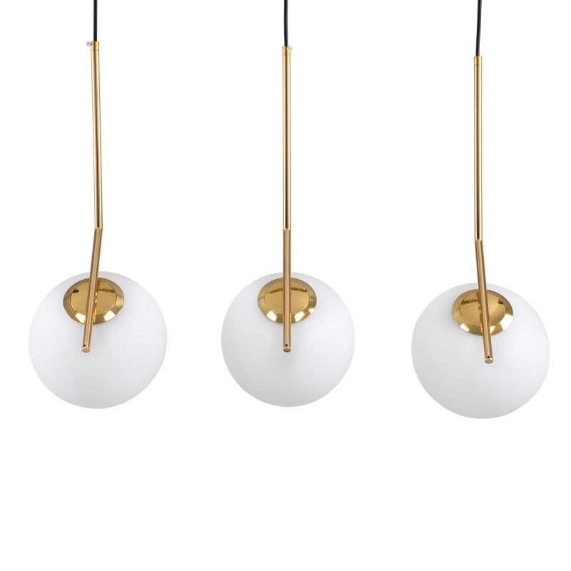 GloboStar® MONROE 00955 Μοντέρνο Κρεμαστό Φωτιστικό Οροφής Τρίφωτο 3 x E27 Χρυσό - Λευκό Μεταλλικό Μπάλα Μ74 x Π25 x Υ50cm